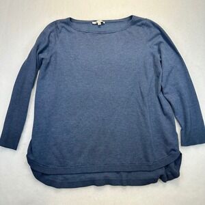 Cyrus Women Blue Heathered Long Sleeve Boat Neck High-Low Knit Top XL R04121201
